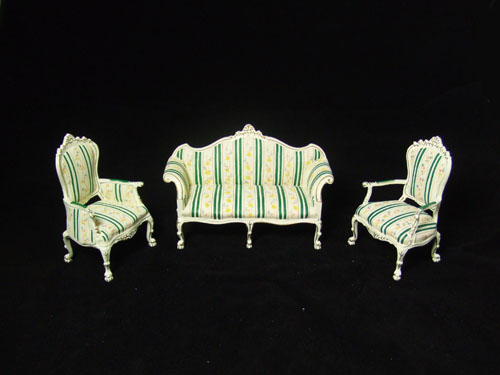 8036 1" Scale White and Green Stripe Sofa set For Alexandra - Click Image to Close